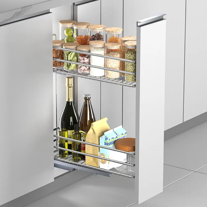 Kitchen storage wire sliding basket