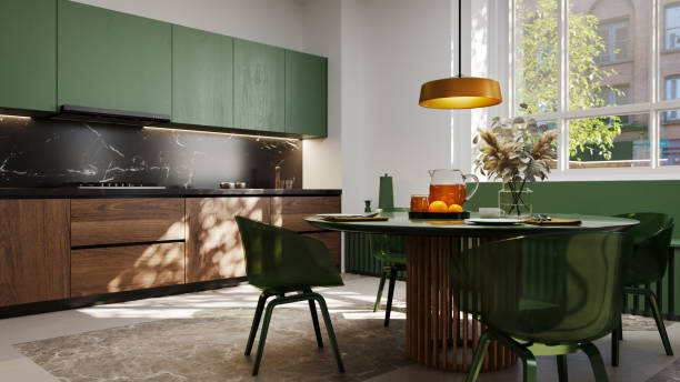 Modern kitchen furniture in green