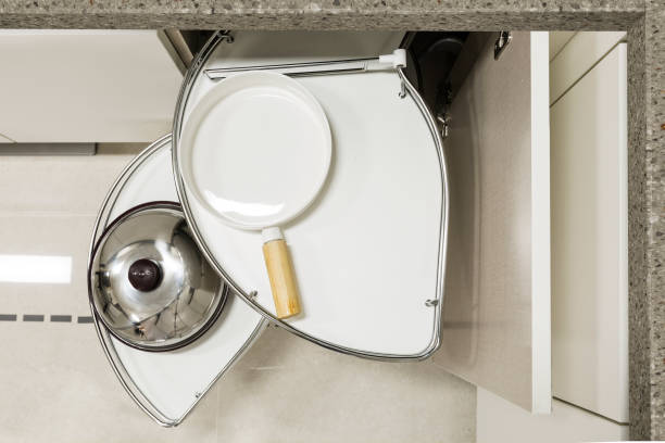 Solution for a kitchen corner storage in a cupboard