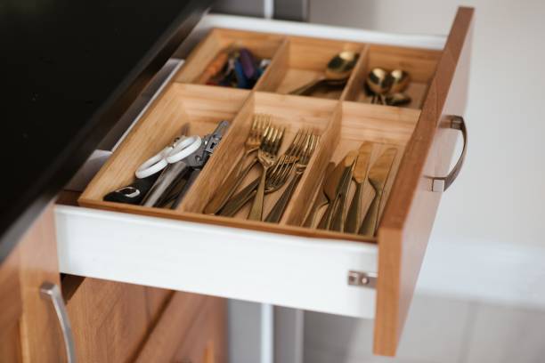 Different types of silverware in a drawer